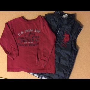 Boy’s 3T L/S Polo Shirt Reversible Padded Vest Set